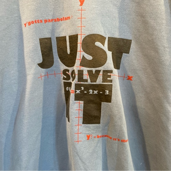 Vintage Hanes Activewear Just Solve It Math Humor Crewneck Blue XL Pullover - Picture 4 of 5